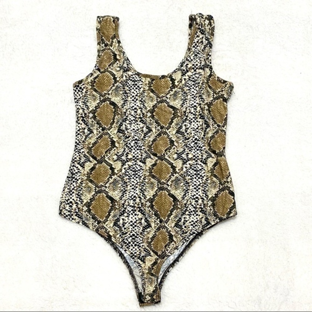 ORANGE KISS PYTHON SNAKESKIN PRINT BODYSUIT MEDIUM